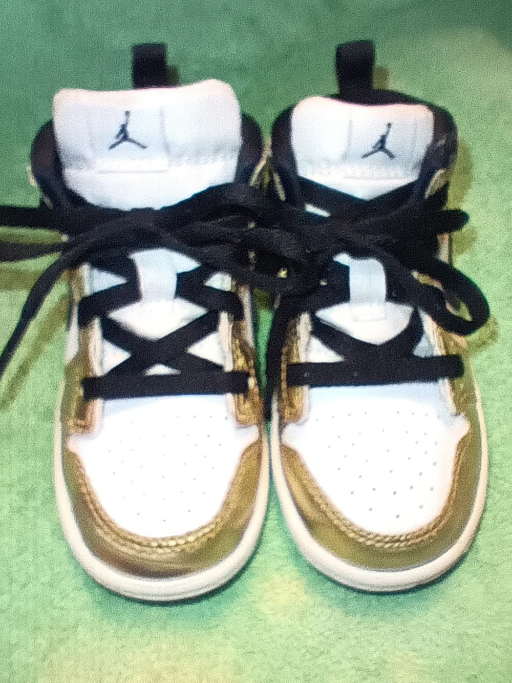Nike Air Jordan's Sz. 7C (TD) White and Gold Mid-Top Sneakers